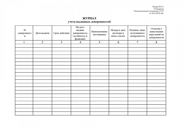 Как правильно заполнить журнал выданных доверенностей