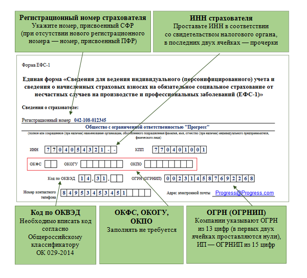 Особенности заполнения формы 